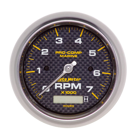 Autometer Marine Carbon Fiber Ultra-Lite 3-3/8in 7K RPM w/Hourmeter Tachometer Gauge - 200890-40