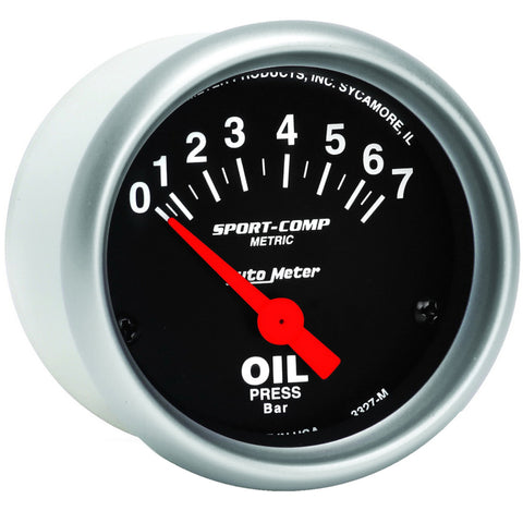 Autometer Sport-Comp 52mm 0-7 Bar Short Sweep Electronic Oil Pressure Gauge - 3327-M