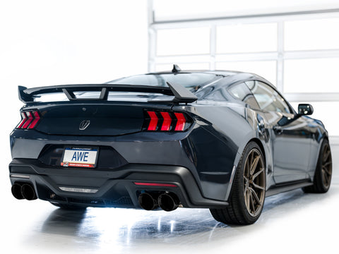 AWE 2024 Ford Mustang Dark Horse S650 RWD Track Edition Cat-Back Exhaust w/ Quad Diamond Black Tips - 3020-43375