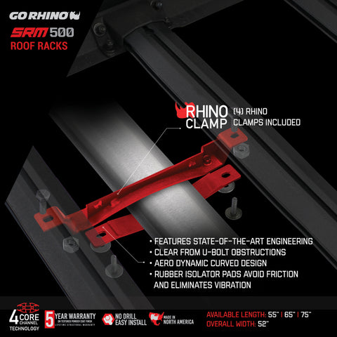 Go Rhino SRM500 Tri-Rail Kit (For 65in. Long Rack) - Tex. Blk (Rails ONLY - Req. Platform) - 5935062T