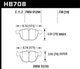 Hawk 07-08 BMW X5 3.0si/4.8i / 09-13 X5 Xdrive / 08-13 X6 Xdrive HPS Front Brake Pads - HB708F.738