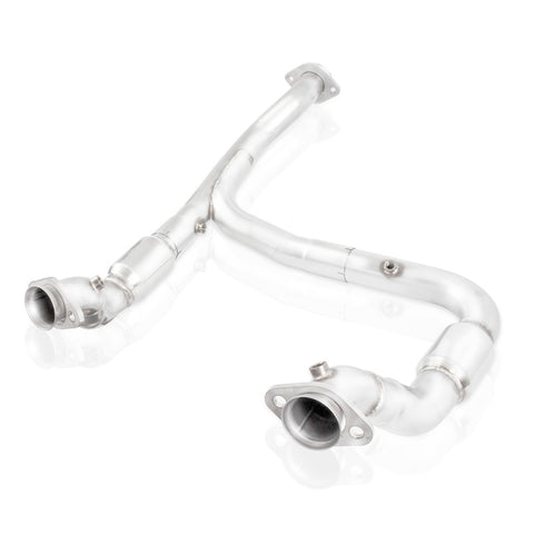 Stainless Works 2015-16 F150 2.7L Downpipe 3in High-Flow Cats Y-Pipe Factory Connection - FT15ECODPCAT