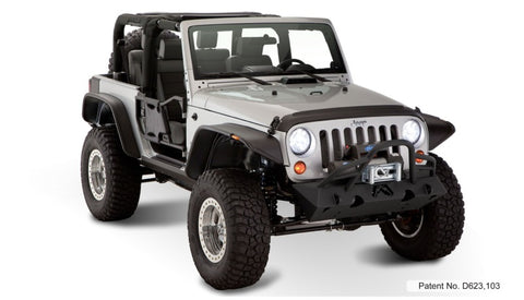 Bushwacker 07-18 Jeep Wrangler Flat Style Flares 4pc Fits 2-Door Sport Utility Only - Black - 10919-07
