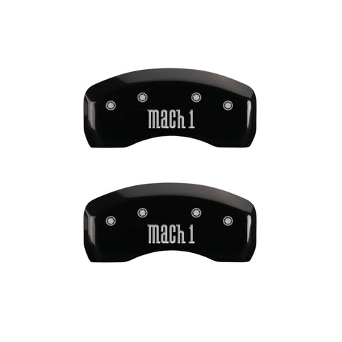 MGP 4 Caliper Covers Engraved Front & Rear Mach 1 Black finish silver ch - 10017SMCHBK
