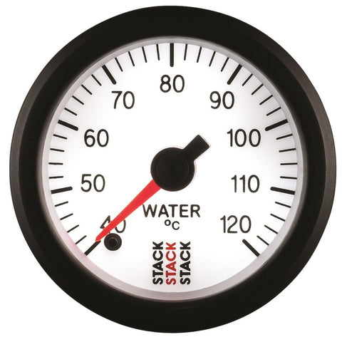 Autometer Stack 52mm 40-120 Deg C 1/8in NPTF Male Pro Stepper Motor Water Temp Gauge - White - ST3357