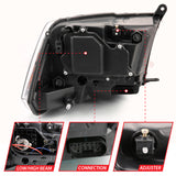 ANZO 2009-2018 Dodge Ram 1500 Projector Plank Style Switchback H.L Halo Black Amber (OE Style) - 111439