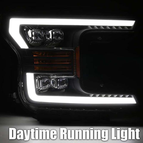 AlphaRex 18-19 Ford F-150 NOVA LED Proj Headlights Plank Style Matte Black w/Activ Light/Seq Signal - 880182