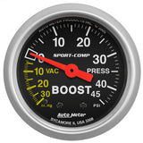 Autometer Sport-Comp 52mm 45 PSI Mechanical Boost Gauge - 3308