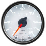 Autometer Spek-Pro Gauge Voltmeter 2 1/16in 16V Stepper Motor W/Peak & Warn Wht/Blk - P34412