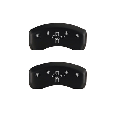 MGP 4 Caliper Covers Engraved Front Mustang Engraved Rear Bar & Pony Red finish silver ch - 10017SMBPRD