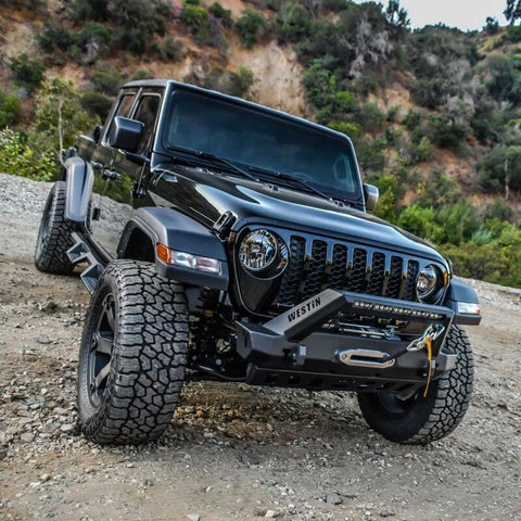 Westin 18-19 Jeep Wrangler JL WJ2 Stubby Front Bumper - Textured Black - 59-80085