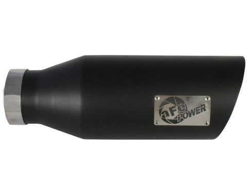 aFe MACHForce XP Exhausts Tips SS-304 EXH Tip 4In x 7Out x 18L Bolt-On (blk) - 49-92023-B