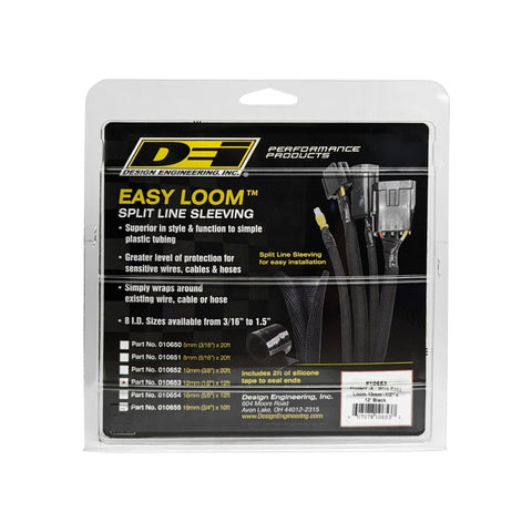 DEI Split Wire Sleeve Easy Loom 13mm-1/2in x 12 Black - 10653