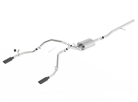Borla 14 Silv/Sierra C/B Exhaust ATAK 1500 5.3L V8 AT/MT 2&4WD Ext Cab (78.7) WB - Black Chrome - 140537BC