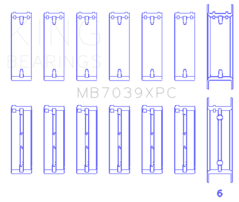 King BMW M20/M50 2.0L/2.5L/2.7L Crankshaft Main Bearings Set - 7 Pairs Coated - MB7039XPC