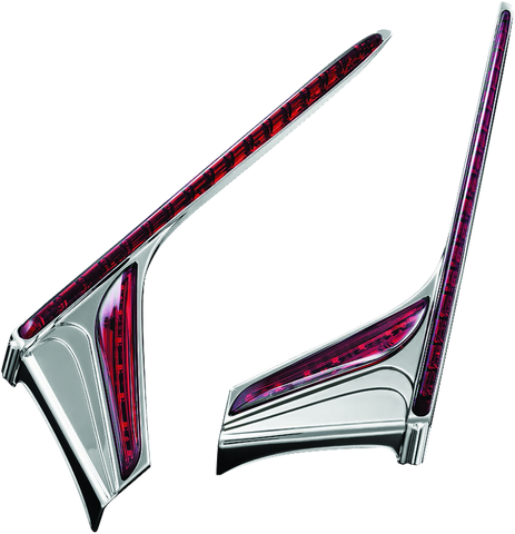 Kuryakyn L.E.D. Vertical Rear Light Strips 12-17 GL1800 Chrome Red Lens - 3237