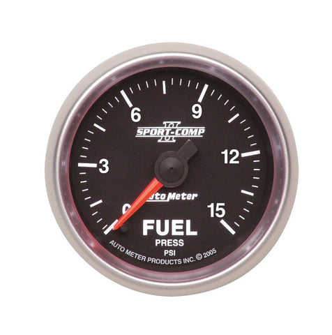 Autometer Sport-Comp II 52mm 0-15 PSI Full Sweep Electronic Fuel Pressure Gauge - 3661