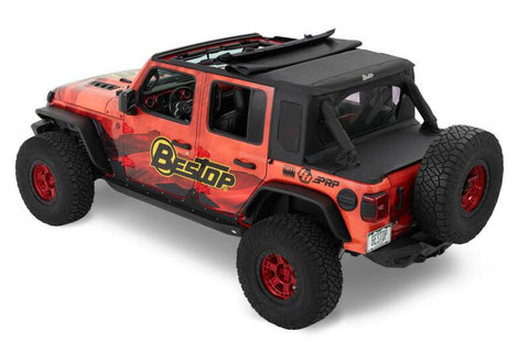 Bestop 18-26 Jeep Wrangler JL 4-Door Halftop Soft Top (Premium Black Twill) - 53904-17