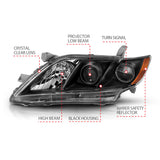 ANZO 2007-2009 Toyota Camry Projector Headlight Black Amber - 121539