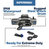 Superwinch 10000 LBS 12V DC 3/8in x 80ft Synthetic Rope SX 10000 Winch - 1710201