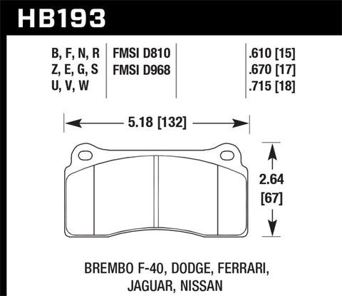 Hawk Rotora FC4 DTC-60 Race Brake Pads - HB193G.610
