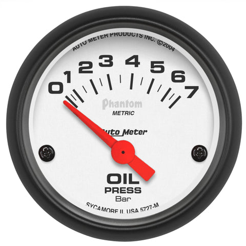 Autometer Phantom 2-1/16in 0-7 BAR Electric Oil Pressure Gauge - 5727-M