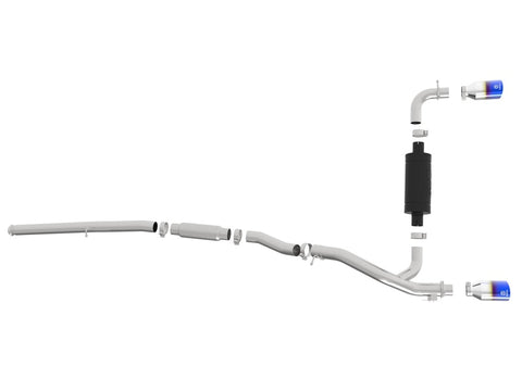 aFe Takeda 3in 304 SS Cat-Back Exhaust System w/ Blue Flame Tip 16-18 Ford Focus RS I4-2.3L (t) - 49-33103-L