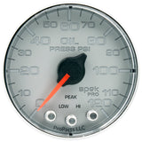 Autometer Spek-Pro Gauge Oil Press 2 1/16in 120psi Stepper Motor W/Peak & Warn Slvr/Chrm - P325218
