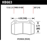Hawk 10 Hyundai Genesis Coupe (Track w/ Brembo Breaks) Performance Ceramic Street 14mm Rear Brake Pa - HB663Z.557