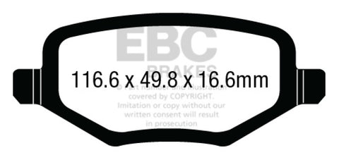 EBC 12+ Chrysler Town & Country 3.6 Greenstuff Rear Brake Pads - DP63020