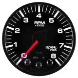 Autometer Spek-Pro Black 2 1/16 inch 8K RPM Tach w/ Shift Light and Peak Memory - P334328