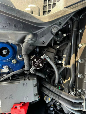 J&L 24-25 Ford Mustang GT w/ Whipple Supercharger Oil Separator 3.0 PCV Side - Black Anodized - 3092P-B