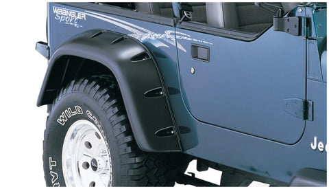 Bushwacker 87-95 Jeep Wrangler Cutout Style Flares 4pc Cutting Optional Not Renegade - Black - 10909-07