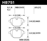 Hawk 2015 BMW 428i Gran Coupe / 11-16 535i / 11-16 X3/X4 PC Rear Brake Pads - HB751Z.675