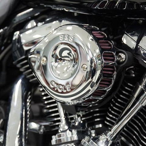 S&S Cycle 2017+ M8 Models Stealth Air Cleaner Kit w/ Gloss Black Mini Teardrop Cover - 170-0436C