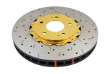 DBA 03-05 Evo 8/9 Front Drilled & Slotted 5000 Series 2 Piece Rotor Assembled w/ Gold Hat - 52218GLDXS