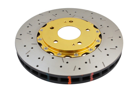DBA 03-05 Evo 8/9 Front Drilled & Slotted 5000 Series 2 Piece Rotor Assembled w/ Gold Hat - 52218GLDXS