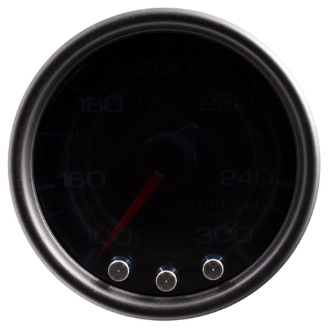 Autometer Spek-Pro Gauge Trans Temp 2 1/16in 300f Stepper Motor W/Peak & Warn Blk/Smoke/Blk - P34252