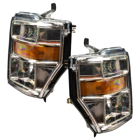 Oracle 08-10 Ford F250/350 Pre-Assembled Halo Headlights- Chrome Housing - w/o Controller - 7189-334