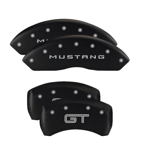 MGP 4 Caliper Covers Engraved Front 2015/Mustang Engraved Rear 2015/GT Black finish silver ch - 10201S2MGBK