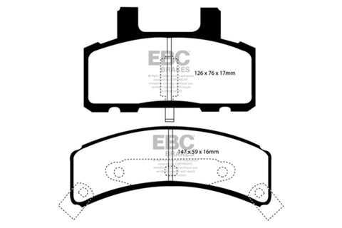 EBC 97-99 Cadillac Deville 4.6 (Rear Drums) Greenstuff Front Brake Pads - DP21273