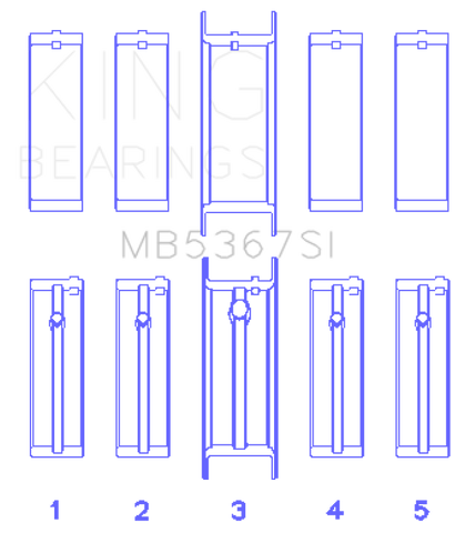 King Engine Bearings GMC 2.4L (146cu) I4 Ecotec Main Bearing Set - (Size 0.5 Oversized) - MB5367SI0.5