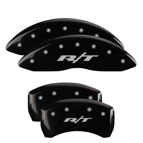 MGP Front set 2 Caliper Covers Engraved Front SRT4 Black finish silver ch - 12002FSR4BK