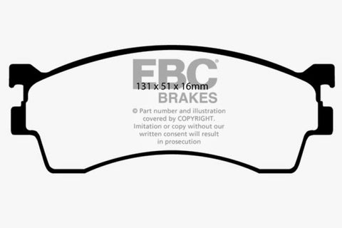 EBC 01-04 Mazda Protege 2.0 (Rear Drums) Redstuff Front Brake Pads - DP31409C