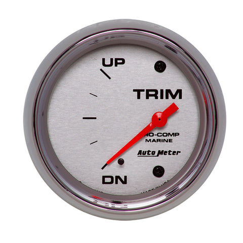 Autometer Marine Chrome Gauge 2-5/8in Electric Trim Level Gauge 0OHM Down - 90OHM Up - 200767-35