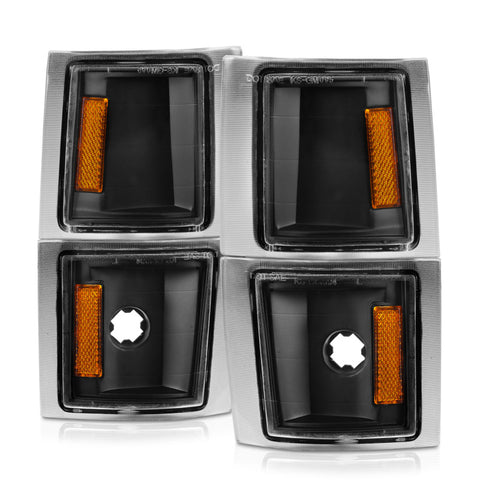 ANZO 1994-1998 Chevrolet Blazer Corner Lights Black Housing Clear Lens w/ Amber Reflector - 521042