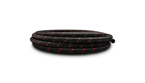 Vibrant -8 AN Two-Tone Black/Red Nylon Braided Flex Hose (10 foot roll) - 11968R