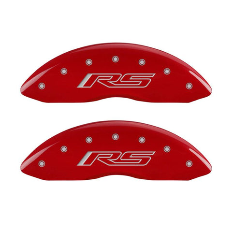 MGP 4 Caliper Covers Engraved Front & Rear Gen 5/RS Red finish silver ch - 14033SRS5RD