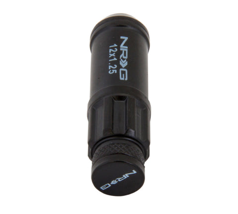 NRG 700 Series M12 X 1.25 Steel Lug Nut w/Dust Cap Cover Set 21 Pc w/Locks & Lock Socket - Black - LN-LS710BK-21