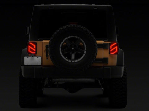 Raxiom 07-18 Jeep Wrangler JK Axial Series Trident LED Tail Lights- Blk Housing (Clear Lens) - J173719
